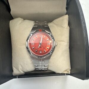 Vintage Fossil Blue Stainless Steel Watch With Orange Face AM-3735